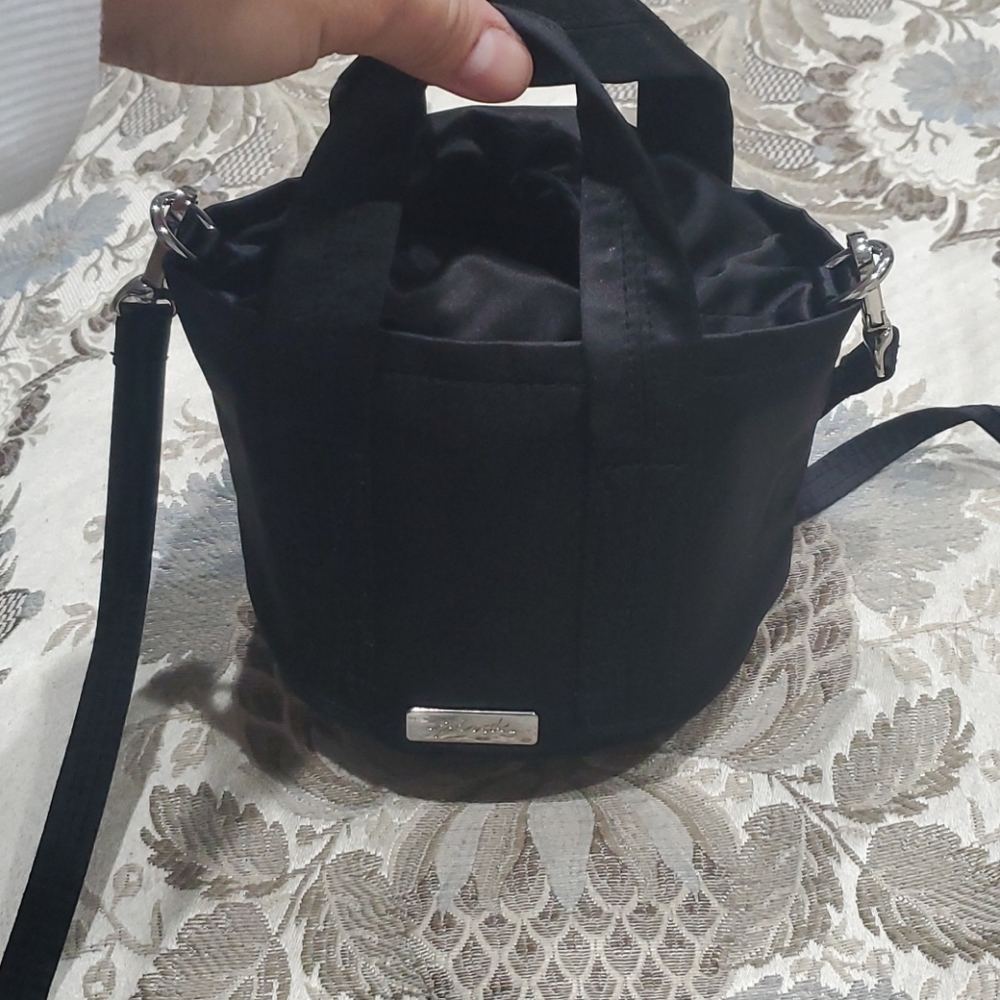 Pink mini cross body black purse
